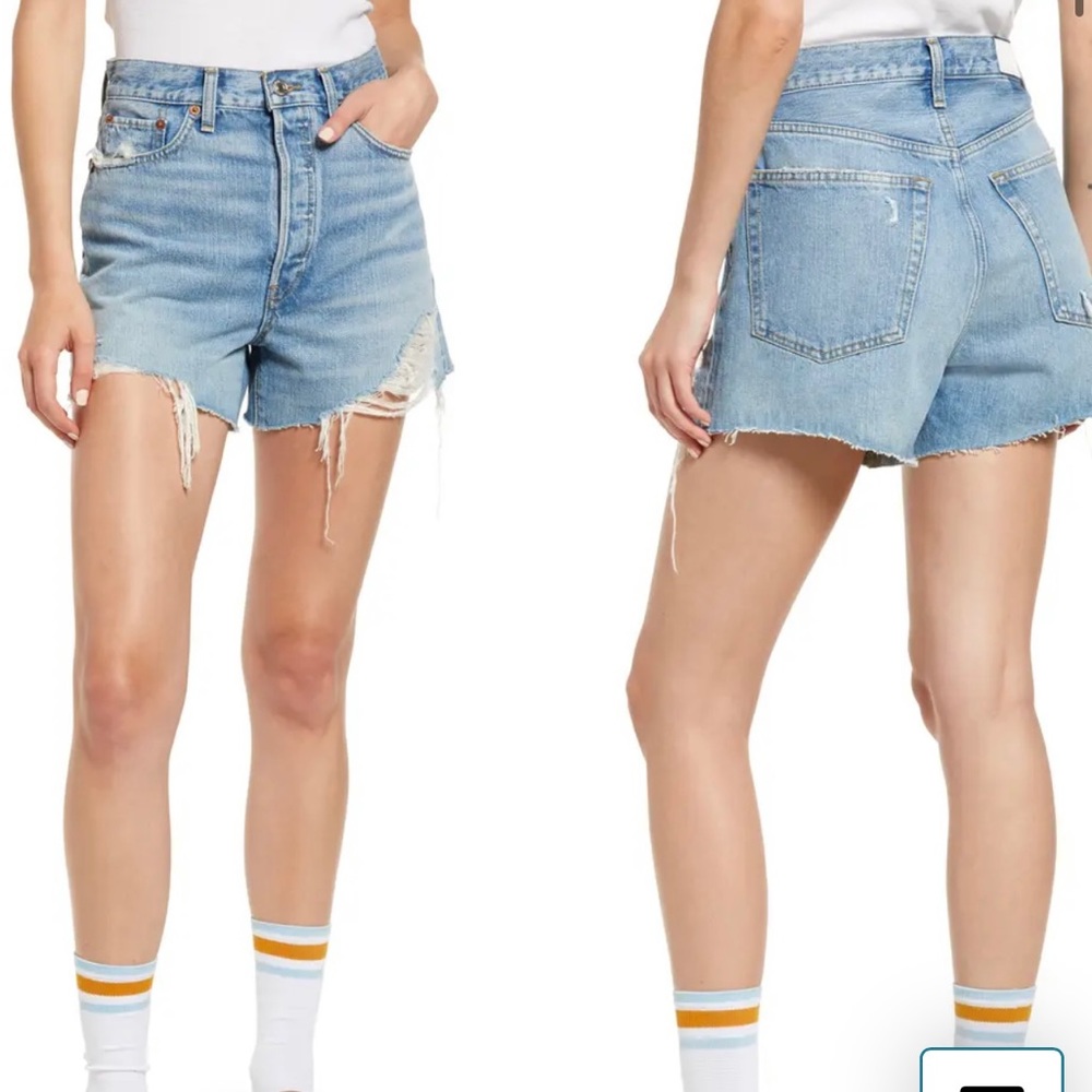 NWT Re/Done '90s Ripped Low Slung Denim Shorts